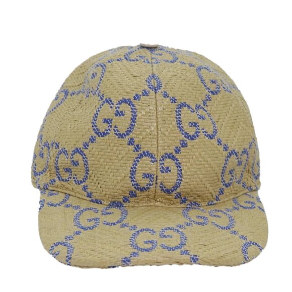 GUCCI Cap GG Canvas Raffia L size Beige 701713 Auth am6474V - Picture 14 of 16